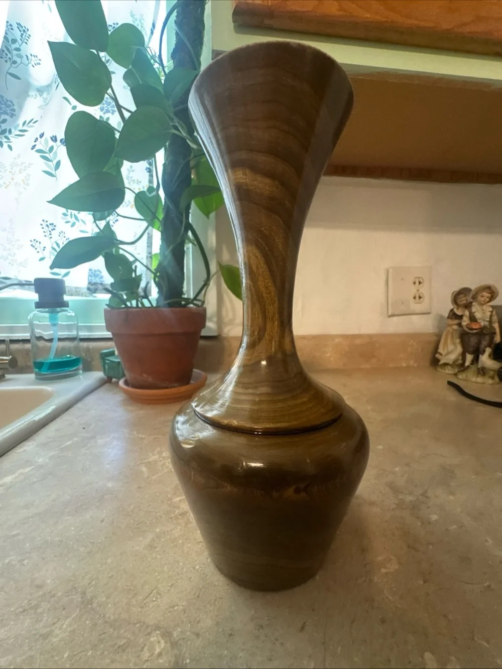 turned wood vase handcrafted by artist Walt Whitney From Lake Oahe Driftwood MCM